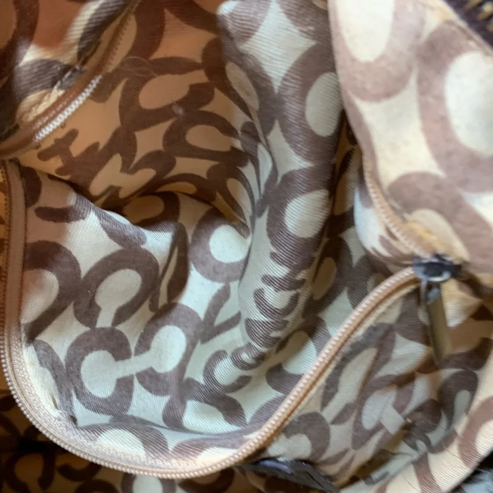 Coach Multicolor Circle Print Shoulder Bag - Brown/Tan/Cream/White - Picture 12 of 14